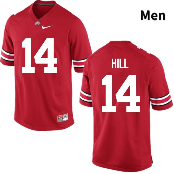 Men's Ohio State Buckeyes #14 KJ Hill Red Game College Stitched Football Jersey 23FU041IZ